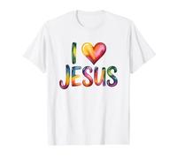 I Love Jesus Camiseta gráfica económica, Hombre, Blanco, S