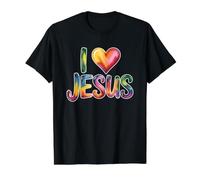I Love Jesus Camiseta gráfica económica, Hombre, Negro, L