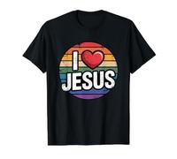 I Love Jesus Camiseta gráfica económica, Hombre, Negro, L