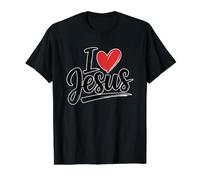 I Love Jesus Camiseta gráfica económica, Hombre, Negro, M