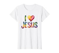 I Love Jesus Camiseta gráfica económica, Mujer, Blanco, M