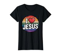 I Love Jesus Camiseta gráfica económica, Mujer, Negro, L