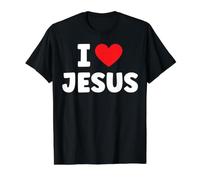 I Love Jesus Christian Bible Heart Jesucristo Creyente Dios Camiseta gráfica económica, Hombre, Negro, S