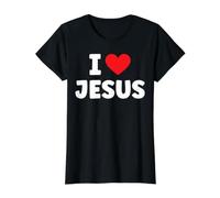 I Love Jesus Christian Bible Heart Jesucristo Creyente Dios Camiseta gráfica económica, Mujer, Negro, L