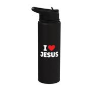 I Love Jesus Christian Bible Heart Jesucristo Creyente Dios Stainless Steel Insulated Water Bottle