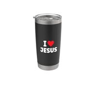 I Love Jesus Christian Bible Heart Jesucristo Creyente Dios Vaso térmico de acero inoxidable de doble pared