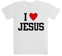 I Love Jesus Christian Camiseta Blanca De Manga Corta para Niños