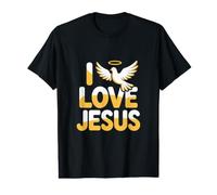I Love Jesus Christian Faith Paloma Icono Camiseta gráfica económica