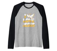 I Love Jesus Christian Faith Paloma Icono Camiseta Manga Raglan