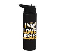 I Love Jesus Christian Faith Paloma Icono Stainless Steel Insulated Water Bottle