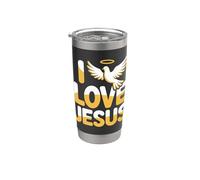 I Love Jesus Christian Faith Paloma Icono Vaso térmico de acero inoxidable de doble pared