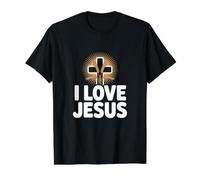 I Love Jesus Cross Trigo Fiel Mensaje Camiseta gráfica económica, Hombre, Negro, M