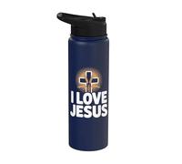I Love Jesus Cross Trigo Fiel Mensaje Stainless Steel Insulated Water Bottle