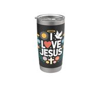 I Love Jesus Dove Sun Cross Arte Floral Vaso térmico de acero inoxidable de doble pared