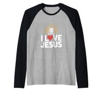 I Love Jesus Expresión Religiosa de fe Camiseta Manga Raglan