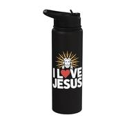 I Love Jesus Expresión religiosa de fe Stainless Steel Insulated Water Bottle