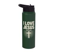 I Love Jesus Halo Cross Devotion Fiel Stainless Steel Insulated Water Bottle