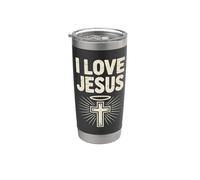 I Love Jesus Halo Cross Devotion Fiel Vaso térmico de acero inoxidable de doble pared