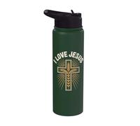 I Love Jesus Trigo Cruz Sunburst Faith Stainless Steel Insulated Water Bottle