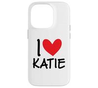 I Love Katie Nombre Personalizado Chica Mujer BFF Amiga Corazón Carcasa para iPhone 14 Pro