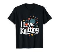 I Love Knitting Yarn - Agujas para Manualidades con Forma de corazón Camiseta gráfica económica, Hombre, Negro, XL