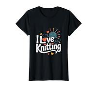 I Love Knitting Yarn - Agujas para Manualidades con Forma de corazón Camiseta gráfica económica, Mujer, Negro, XL