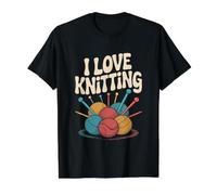 I Love Knitting Yarn Entusiasta Fun Camiseta gráfica económica, Hombre, Negro, XL