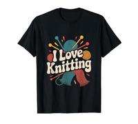 I Love Knitting Yarn Needles Bufanda Fun Camiseta gráfica económica, Hombre, Negro, M