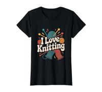 I Love Knitting Yarn Needles Bufanda Fun Camiseta gráfica económica, Mujer, Negro, L