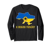 I Love Kyiv Hello Ukraine Map Flag Orgulloso papá ucraniano mamá Manga Larga