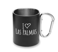 I Love Las Palmas City Travel Spain - Taza de metal con asa de mosquetón, taza de camping
