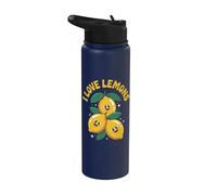 I Love Lemons Lindo Kawaii Smiling Lemons Stainless Steel Insulated Water Bottle
