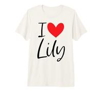 I Love Lily Nombre Personalizado Chica Mujer BFF Amigo Corazón GF Camiseta Premium