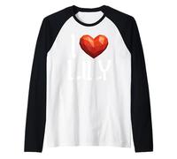 I Love Lily Nombre Personalizado Hombres Guy BFF Amigo Corazón Camiseta Manga Raglan