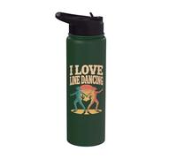 I Love Line Dancing Cowboy Siluetas Puesta del sol Stainless Steel Insulated Water Bottle