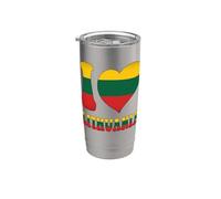 I Love Lithuania Bandera Corazón Impresión Orgullosa Lituanian Papa Mama Vaso térmico de acero inoxidable de doble pared