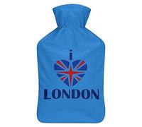 I Love London - Botella de agua de goma con cubierta de felpa suave, bolsa de agua caliente para invierno, manos y pies, protección contra el frío, 1000 ml