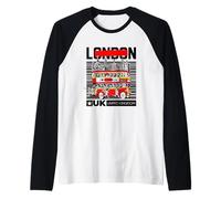 I Love London, Cool London UK Red Bus Illustration Graphic Camiseta Manga Raglan