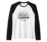 I Love London, Cool Unique London Sketch Drawing Skyline Camiseta Manga Raglan