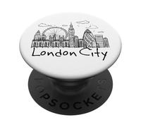 I Love London, Cool Unique London Sketch Drawing Skyline PopSockets PopGrip Adhesivo
