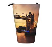 I Love London - Estuche telescópico de poliéster para lápices, organizador de oficina, color negro, tamaño único, Art Deco, Black, Talla única, Decoración de arte