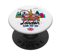 I Love London, gráfico Fresco del Horizonte del Reino Unido PopSockets PopGrip Adhesivo