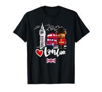 I Love London, London UK Teddy Bear Sketch Drawing Skyline Camiseta