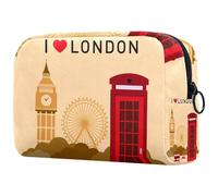I Love London Symbols Big Ben - Neceser de viaje para mujer, bolsa organizadora de maquillaje grande con cremallera, multicolor, 18.5x7.5x13cm/7.3x3x5.1in, Neceser
