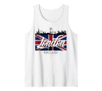 I Love London UK Flag with London Skyline Graphic London Camiseta sin Mangas