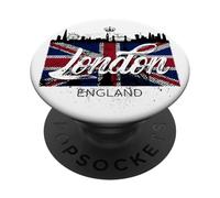 I Love London UK Flag with London Skyline Graphic London PopSockets PopGrip Adhesivo