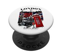 I Love London UK Flag with London Skyline Graphic London PopSockets PopGrip Adhesivo