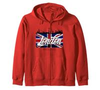 I Love London UK Flag with London Skyline Graphic London Sudadera con Capucha