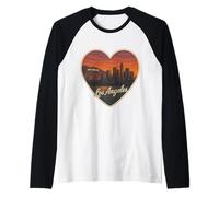 I Love Los Angeles Heart LA Hollywood - Recuerdo de atardecer Camiseta Manga Raglan