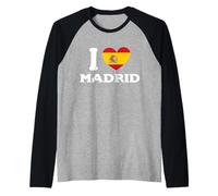 I Love Madrid España España Corazón Bandera Camiseta Manga Raglan